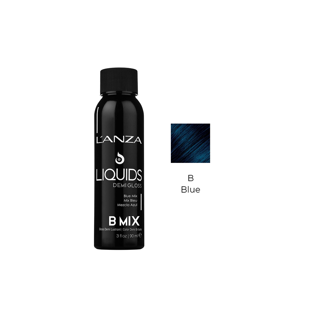 Безаміачний барвник для волосся LʼANZA Liquids Demi Gloss B Blue Mix Tone, 90 ml - 1